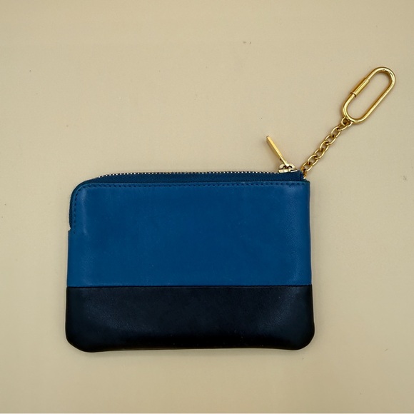 Celine Blue Black Colorblock Key Holder Cardholder Pouch Wallet with Dust - Picture 2 of 13